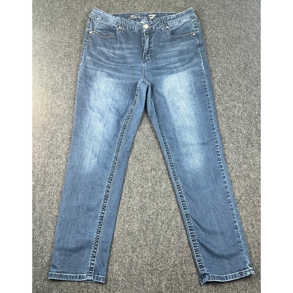 Seven7 Skinny Jeans Womens 16W Clifton Blue Wash Mid Rise Stretch Denim 5X1164QW